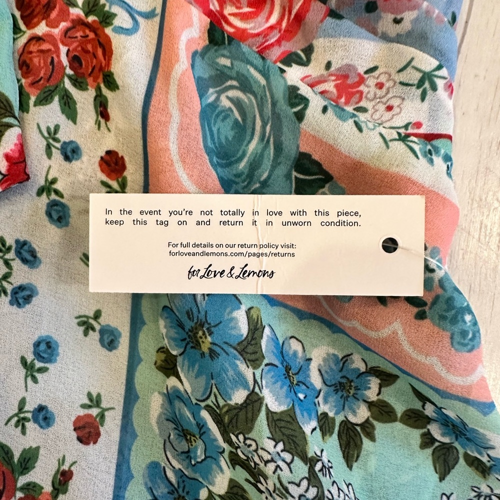 For Love And Lemons Floral Patchwork Mini Dress - Green and Red - Picture 5 of 5